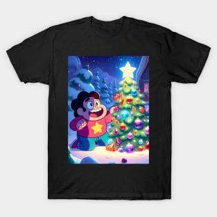 Crystal Holidays Extravaganza: Steven Universe Christmas-Inspired Art for Timeless Cartoon Designs and Festive Gems! T-Shirt